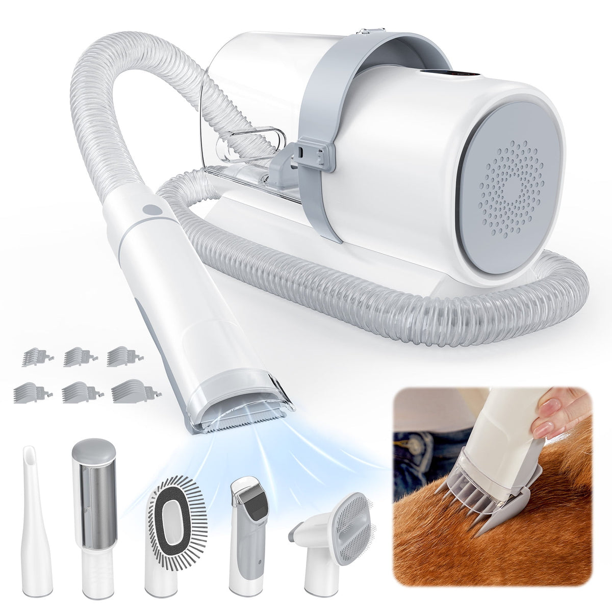 Dog Grooming Kit, 2.5L Pet Hair Vacuum, 5-In-1 Electric Clippers Cleaning Set for Dogs, Cats, and Other Animals